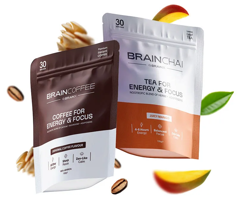 Опаковки BrainCoffee и BrainChai